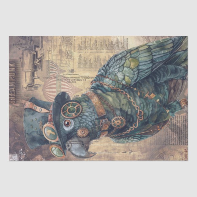 Papel De Seda Loro Steampunk (Anverso)