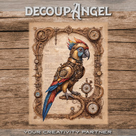 Papel De Seda Loro Steampunk en pergamino - desacoplamiento -