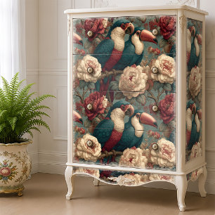 Papel De Seda Loro Tucán Botánico Victoriano Arte de Decoupage