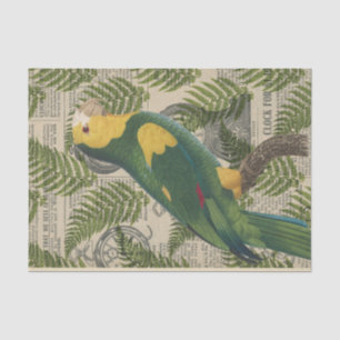 Papel De Seda Loro verde vintage tropical