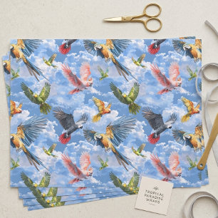 Papel De Seda Loros de acuarela Macaw Grey africano Periquito