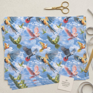 Papel De Seda Loros de acuarela Macaw Grey africano Periquito