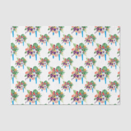Papel De Seda Loros de Cola Azul con Hojas 2