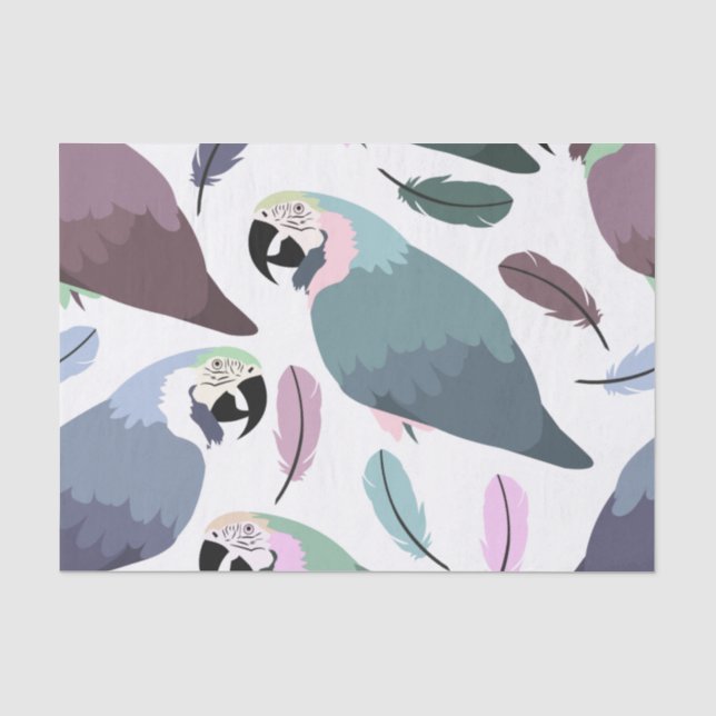 Papel De Seda Loros Modernos Patrón Tropical (Anverso)