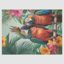 Papel De Seda Loros Tropicales