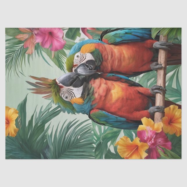 Papel De Seda Loros Tropicales (Anverso)