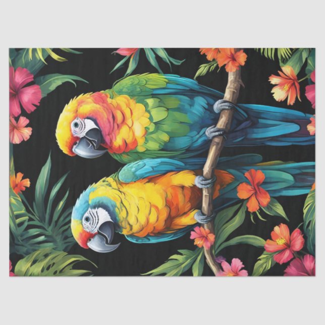 Papel De Seda Loros Tropicales (Anverso)