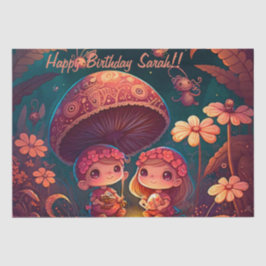 Papel De Seda Los adorables elfos juegan bajo hongos