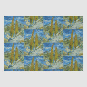 Papel De Seda Los cipreses de Van Gogh - Arte de cielo azul arre