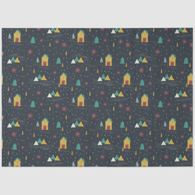 Papel De Seda Los copos de nieve de la noche del invierno aterri (Anverso)