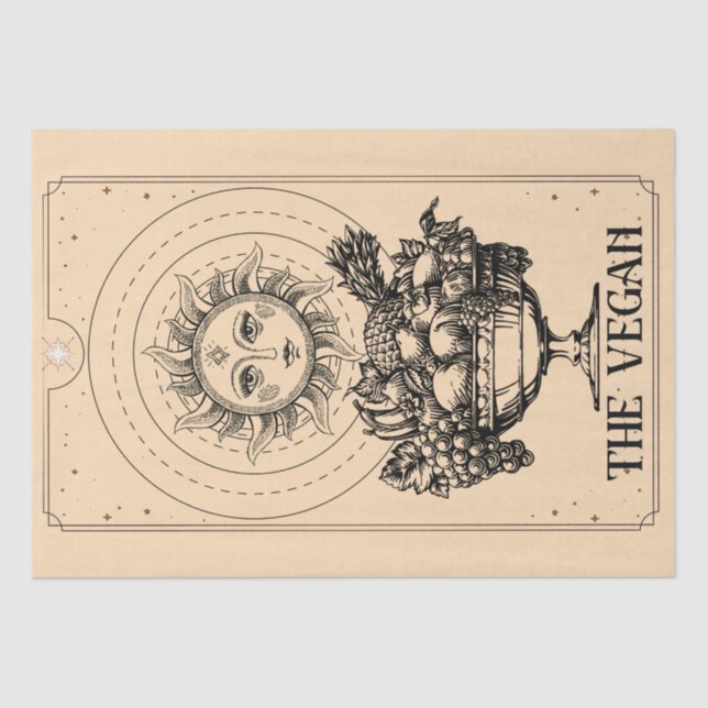 Papel De Seda Los frutos abundantes al estilo vegano con sol gra (Anverso)