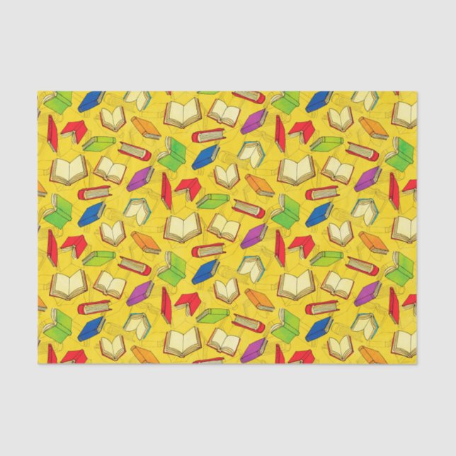 Papel De Seda Los libros modelan en amarillo (Anverso)