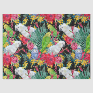 Papel De Seda Los loros tropicales australianos negros