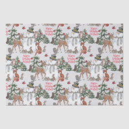 Papel De Seda Los Navidades de Woodland Snowman Deer Fox quieren