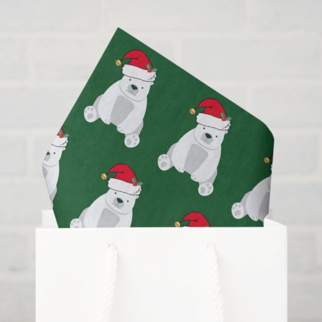 Papel De Seda Los Navidades más curos Polar Bear Santa Kids Gree (Bolsa de regalo)