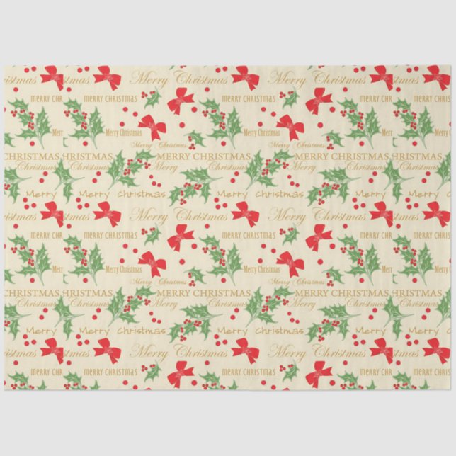 Papel De Seda Los navidades se inclinan y Holly (Anverso)