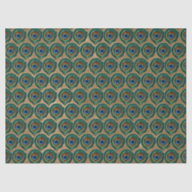 Papel De Seda Los ojos de pavo real se nutren de Tan (Anverso)