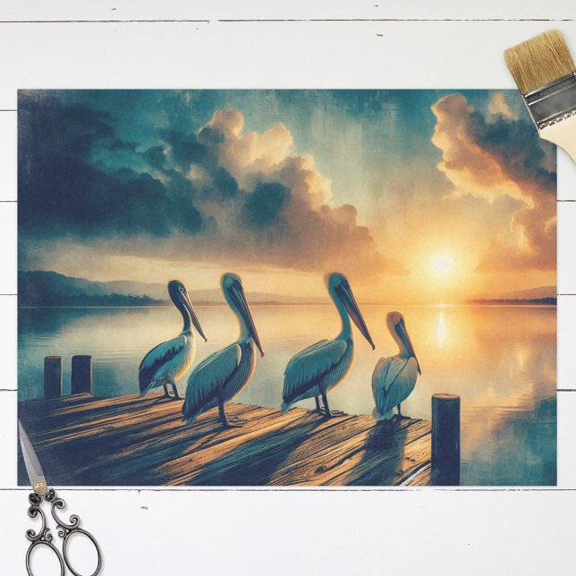 Papel De Seda Los pelícanos miran el desenlace del atardecer (Subido por el creador)