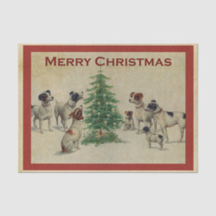 Papel De Seda Los perros vintage aman el árbol de Navidad