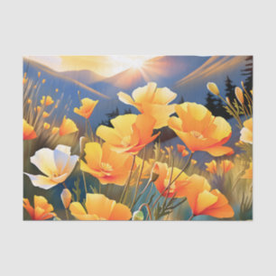 Papel De Seda Los Poppies De California En Un Prado Brillante Y 