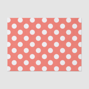 Papel De Seda Los puntos de la polka blanca sobre el coral vivo