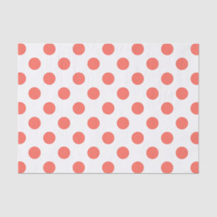 Papel De Seda Los puntos de la polka de coral vivos en blanco