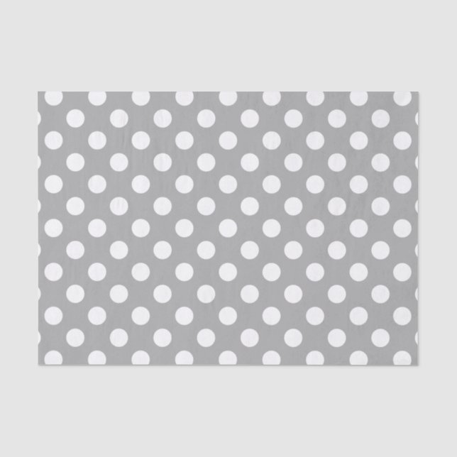Papel De Seda Los puntos de polka blanco sobre gris (Anverso)