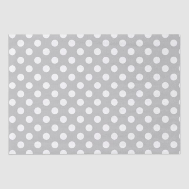 Papel De Seda Los puntos de polka diseñan plata (Anverso)