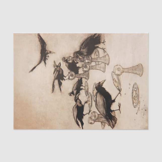 Papel De Seda “Los siete cuervos” Acuarela de Arthur Rackham (Anverso)