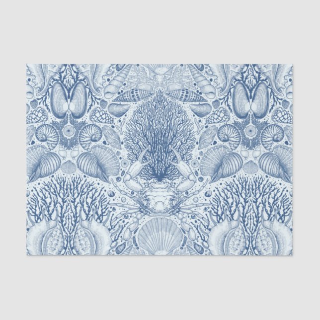 Papel De Seda Los tesoros de la playa en azul (Anverso)