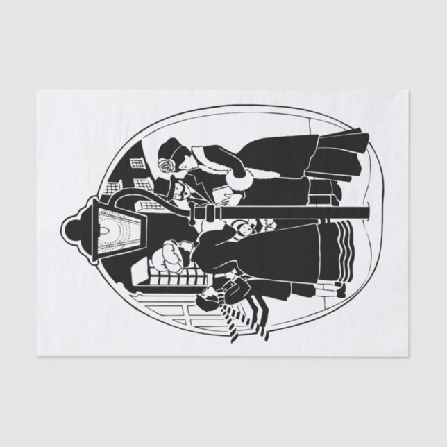 Papel De Seda Los villancicos cantan blanco negro (Anverso)