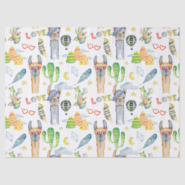 Papel De Seda Love A Llama Tissue Paper (Anverso)