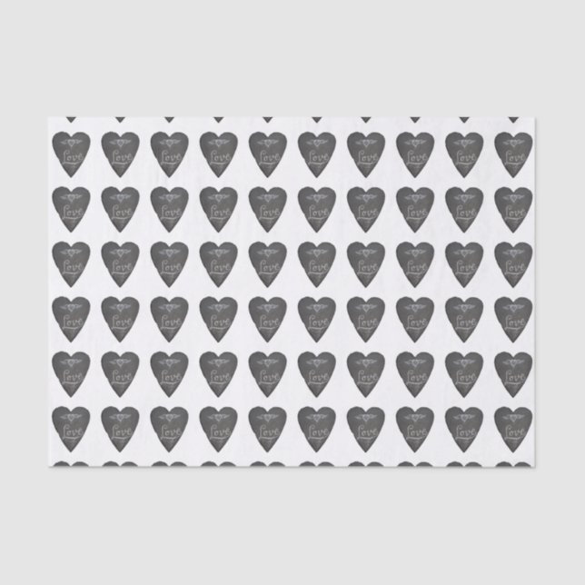 Papel De Seda Love and Heart in Chalk Chalkboard Pattern (Anverso)