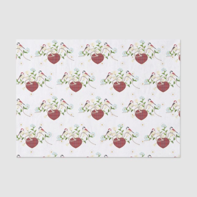 Papel De Seda Love Birds Floral (Anverso)