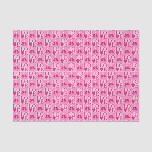 Papel De Seda Love Birds in Pink Pattern (Anverso)
