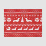 Papel De Seda Love Joy Peace Wiener Dogs | Navidades de Dachshun<br><div class="desc">Un lindo y divertido patrón de Navidad rojo y blanco con una ardilla montada en un trineo tirado por Dachshunds. Amor, Alegría Paz, Perros Wiener. Haz tus regalos extra especiales con este papel de papel de tejido de suéter de Navidades festivos. Cuchillo objetos delicados o acento una bolsa fiesta. Diseño...</div>