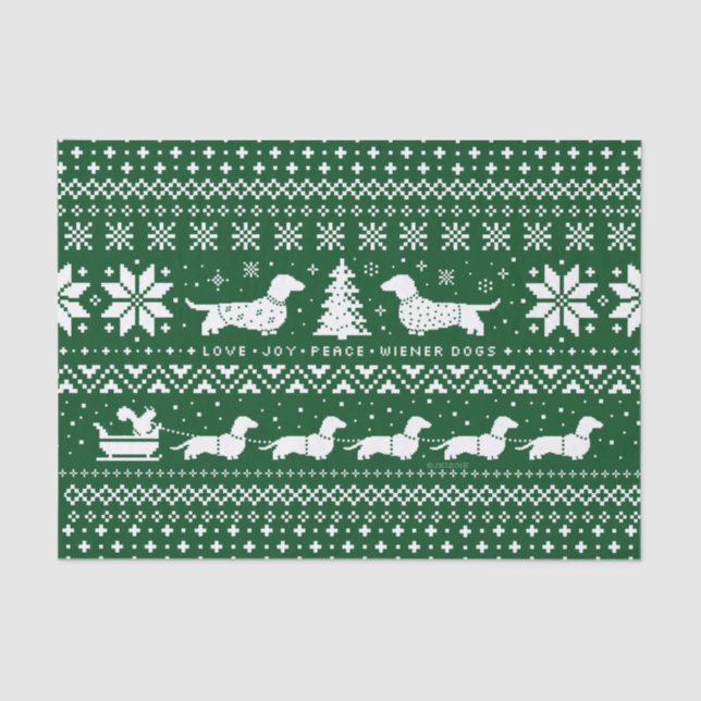 Papel De Seda Love Joy Peace Wiener Dogs | Navidades de Dachshun (Anverso)