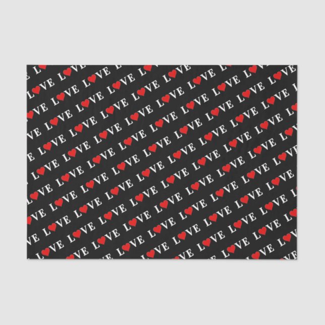 Papel De Seda LOVE Moderno trendy negro y blanco (Anverso)