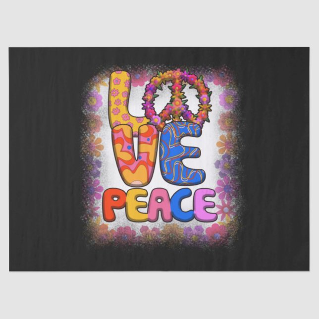 Papel De Seda Love Peace Retro Paz 60 y 70's Floral Hippie Peace (Anverso)