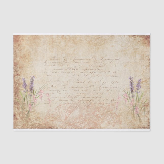 Papel De Seda Lovebirds y flores (Anverso)