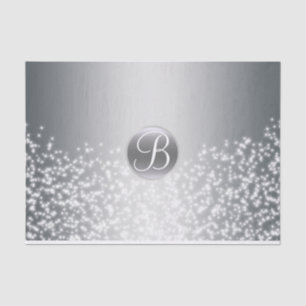 Papel De Seda Luces Brillantes de Monograma Letra Inicial Plata