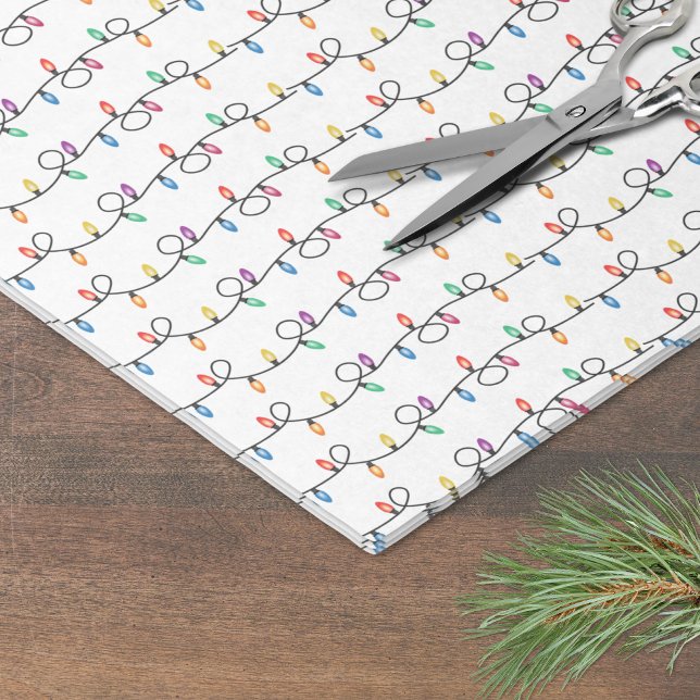 Papel De Seda Luces de cadena de Navidades festivos (Festive Holiday Christmas String Lights Tissue Paper)