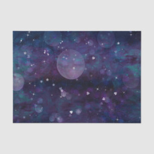Papel De Seda Luces de Corazones y Estrellas de Destello Morado 