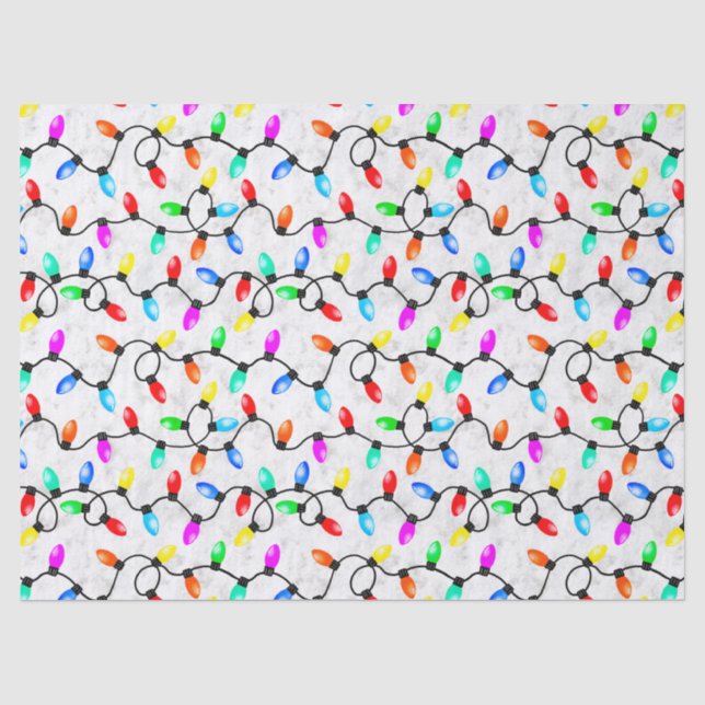 Papel De Seda Luces de Navidad en la Nieve (Anverso)