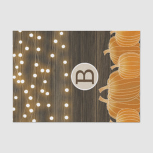 Papel De Seda Luces de Otoño y Calabazas Monograma Letra Inicial