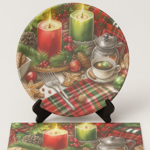Papel De Seda Luces de velas rojas y verdes de Navidad con galle