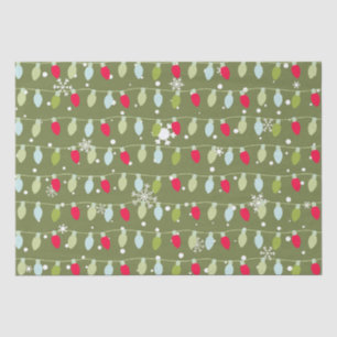 Papel De Seda Luces Navideñas Lindas Verde Oliva Rojo Azul