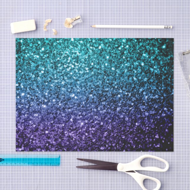 Papel De Seda Luces purpurinas de imitación gris azul Aqua (Artesanía)