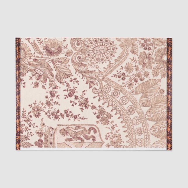 Papel De Seda Lugar Floral Rosa Con Rosas (Anverso)