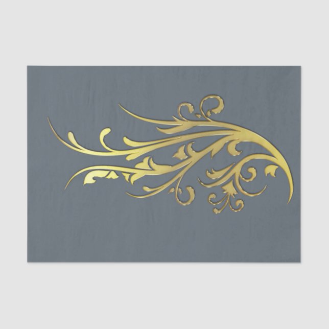 Papel De Seda Lujo abstracto flor falsa dorada (Anverso)